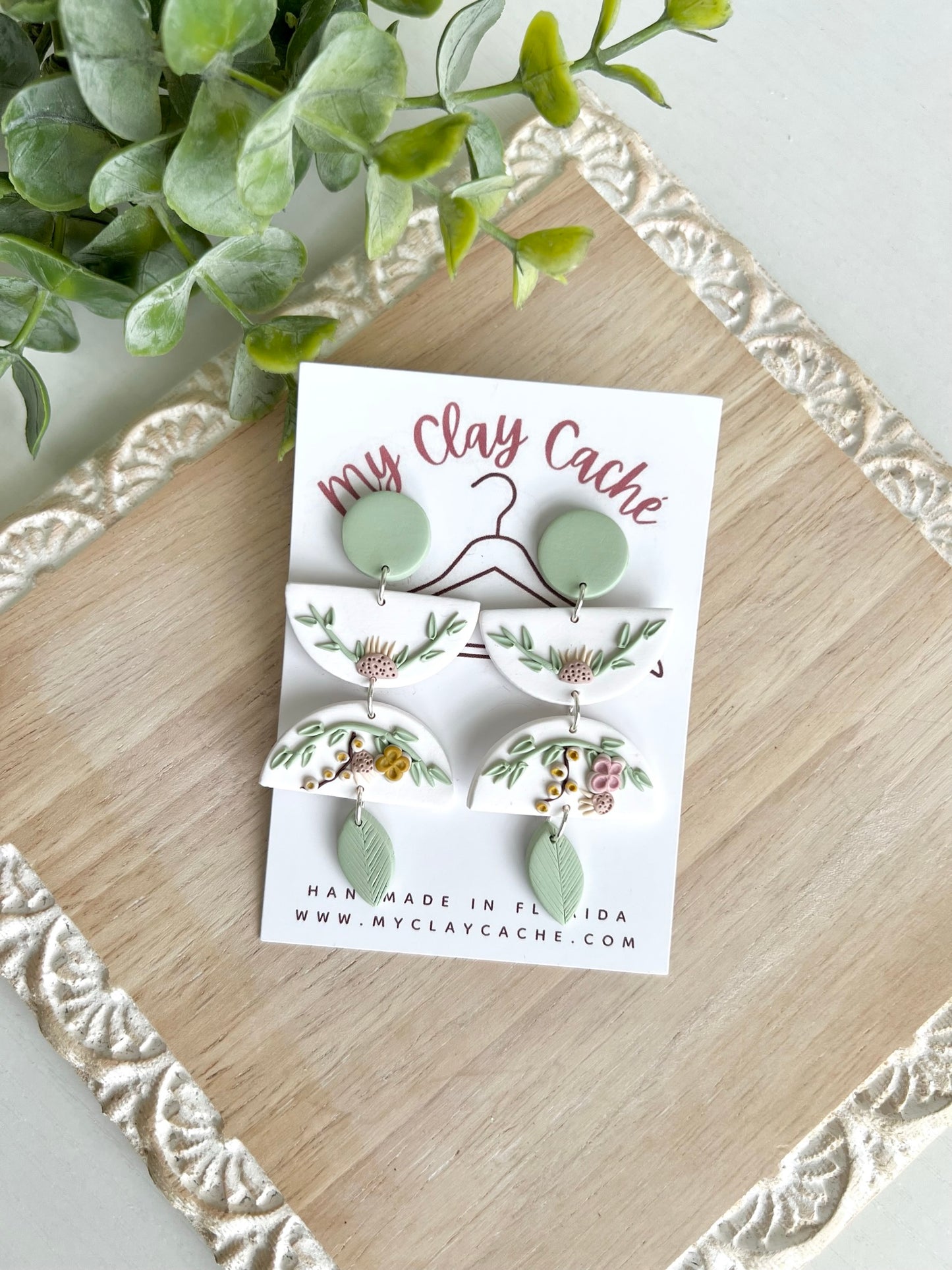 Boho Sage Floral Dangles