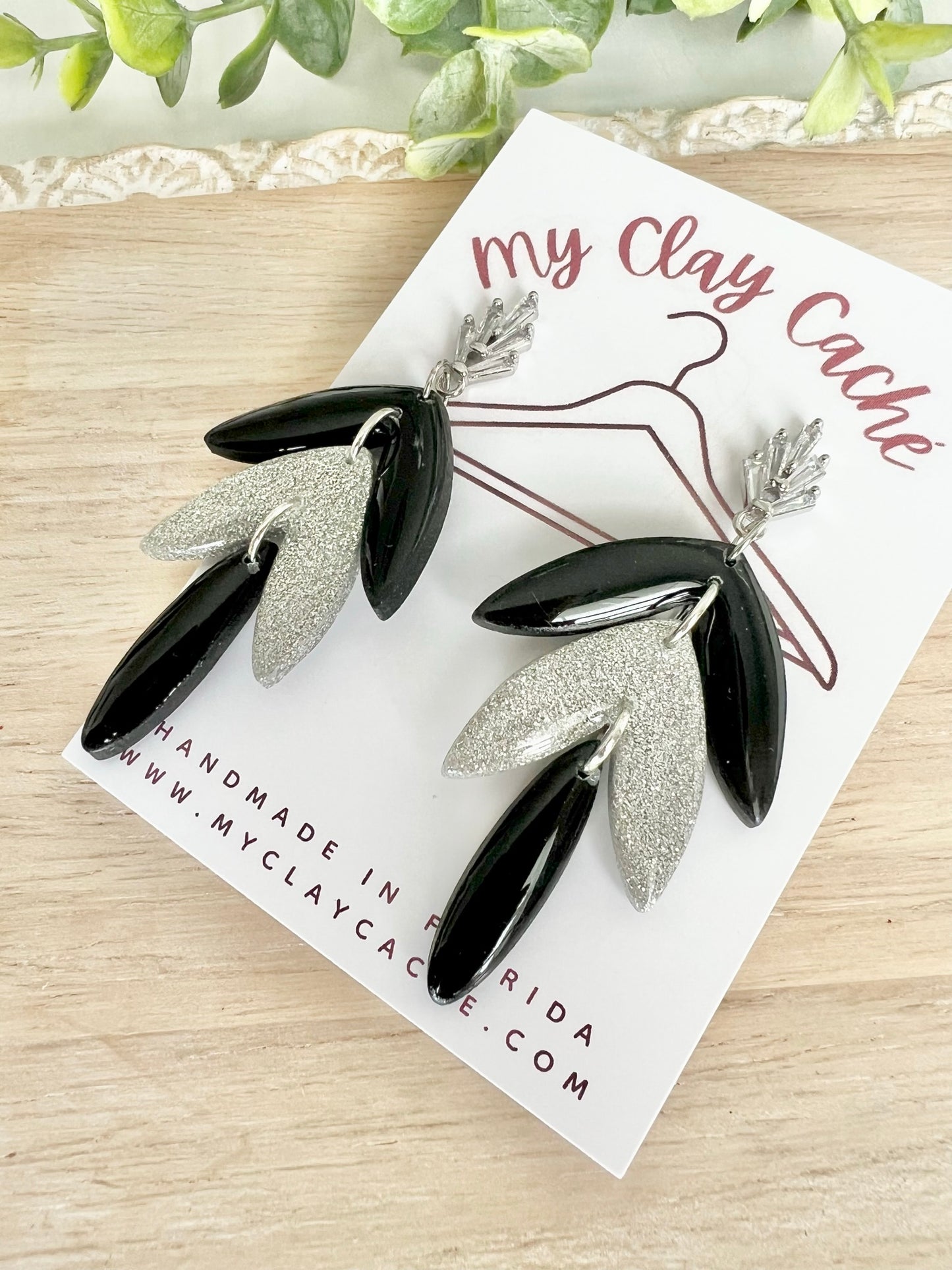 Silver and Black FIONA Dangles