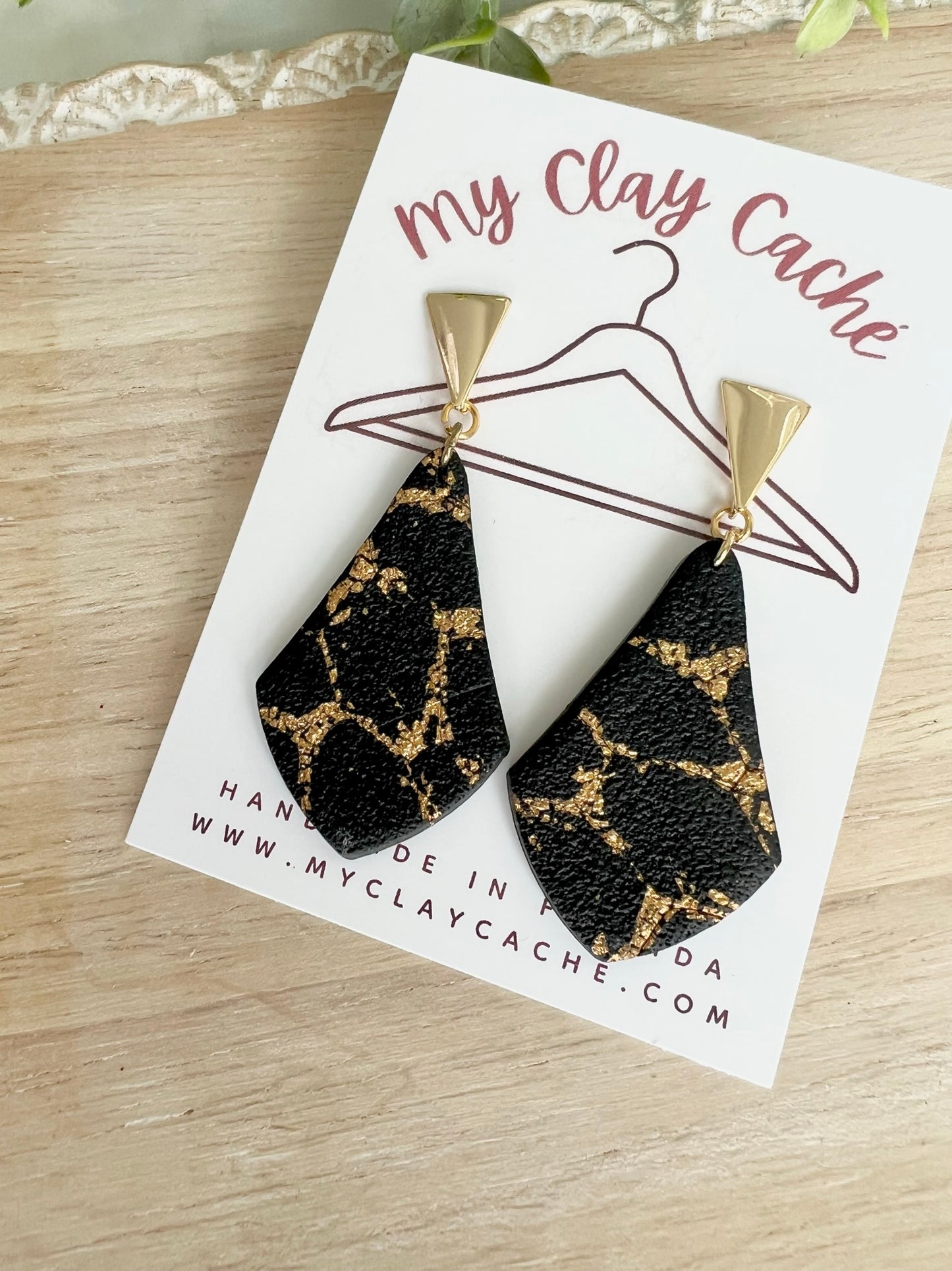 Black and Gold Marble Dangles