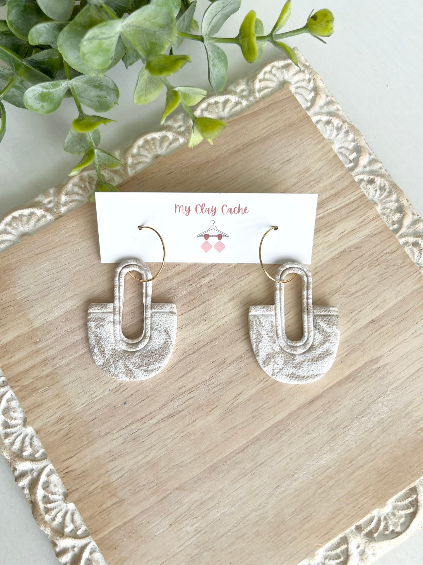 Neutral Marble Statement Hoops