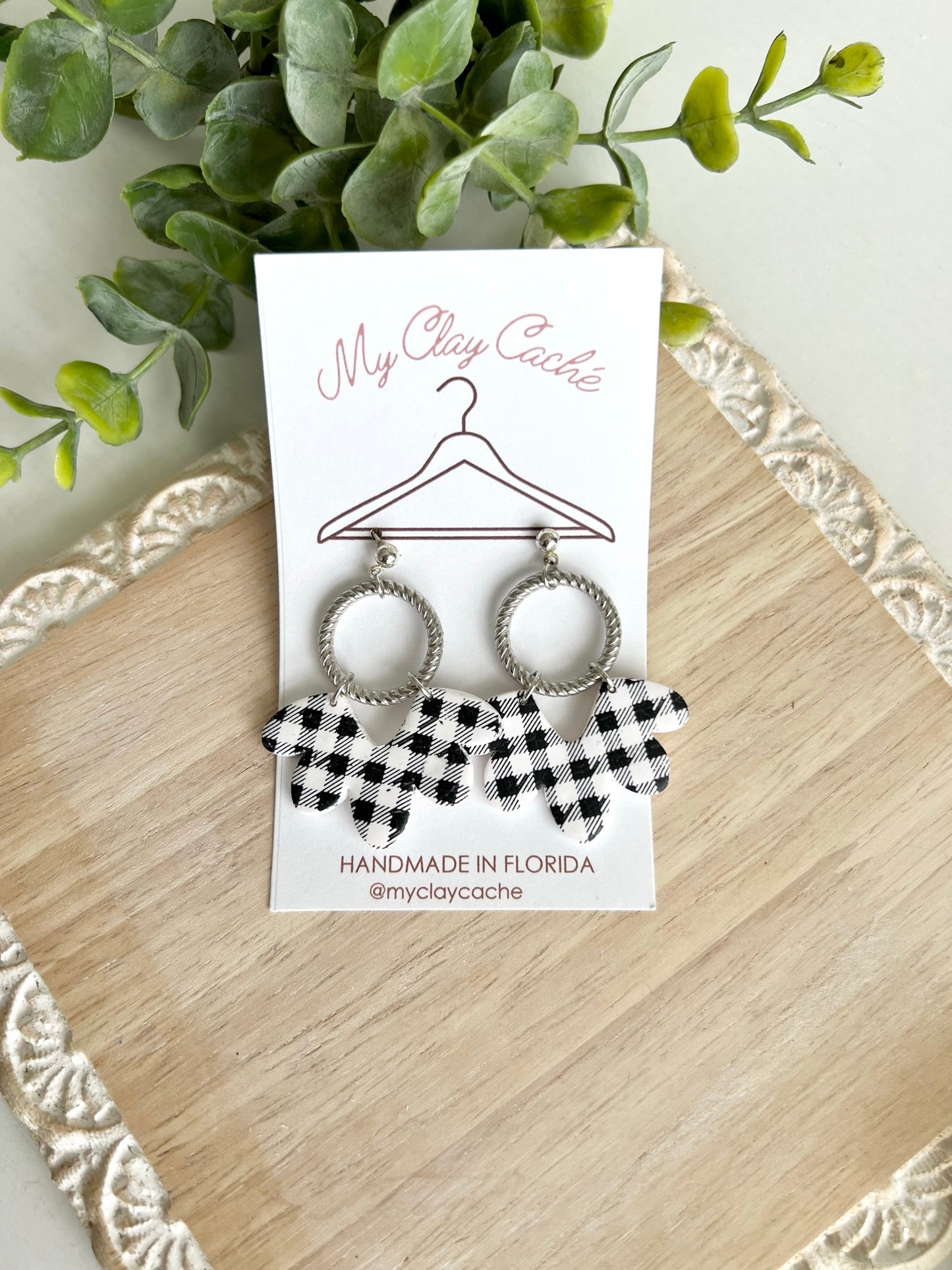 Black and White Gingham Dangles