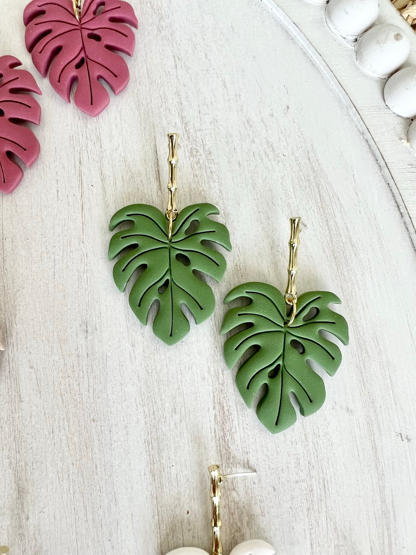Bamboo Monstera Dangles
