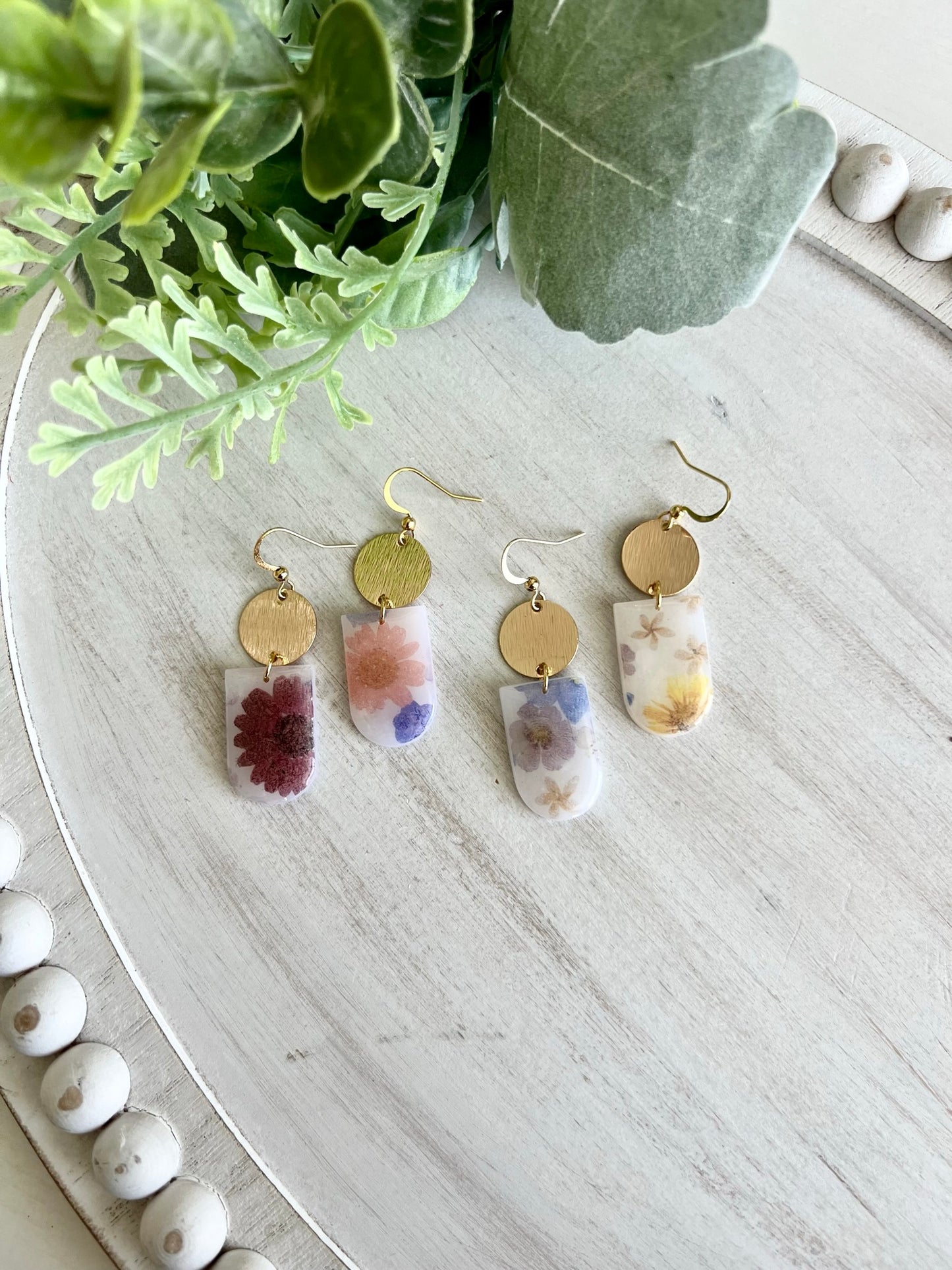 Translucent Floral Pendant Earrings
