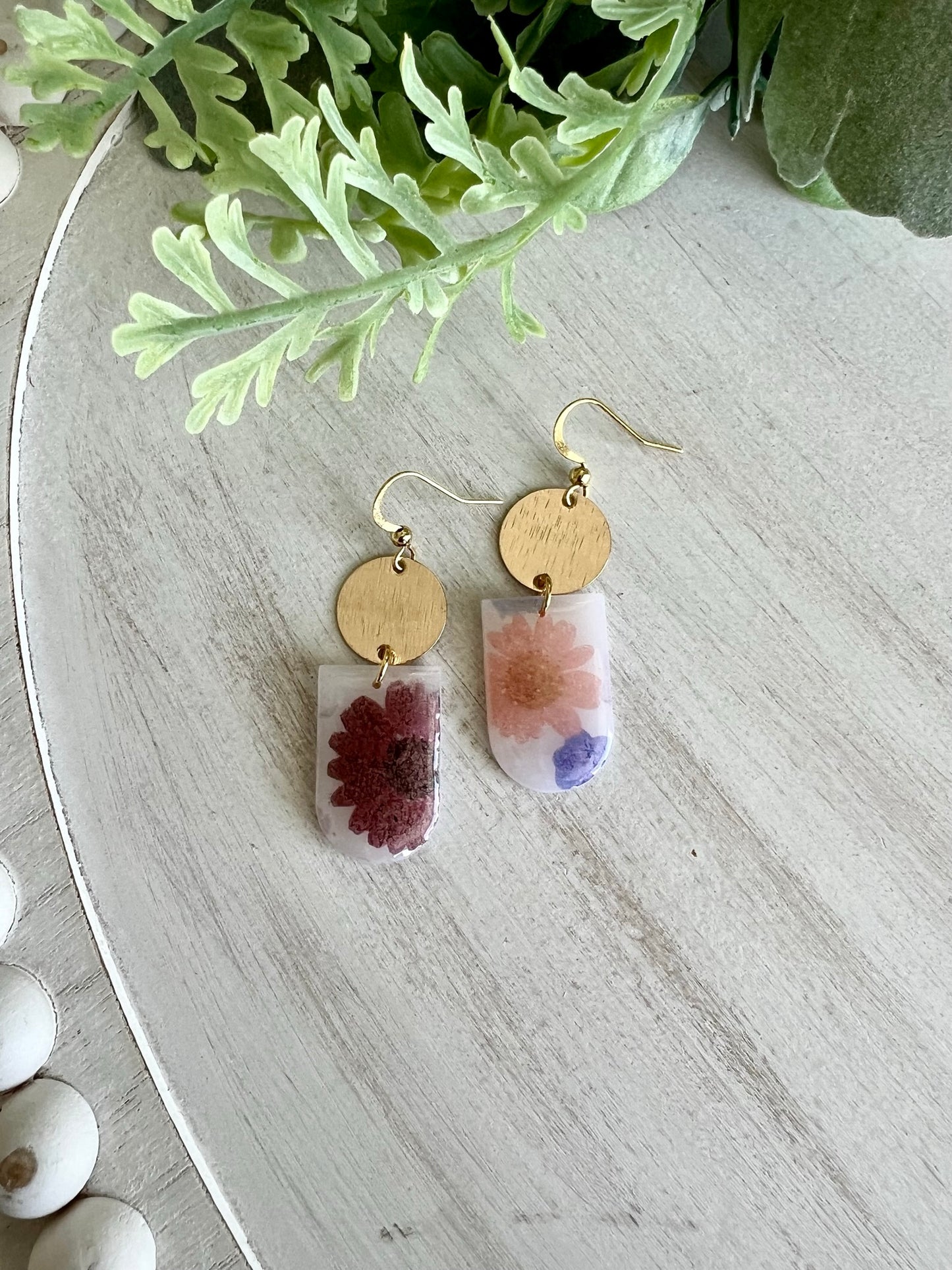 Translucent Floral Pendant Earrings