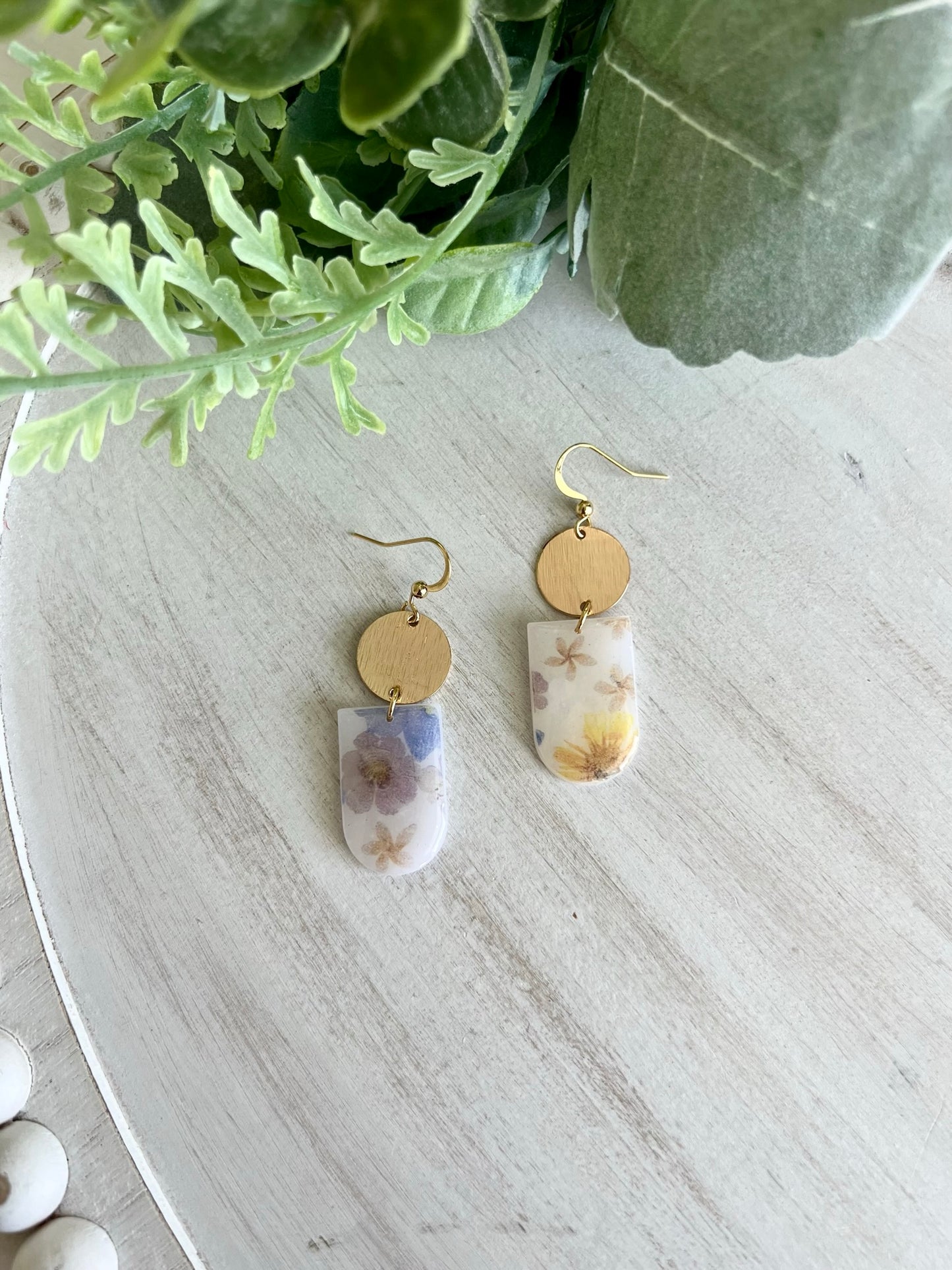 Translucent Floral Pendant Earrings