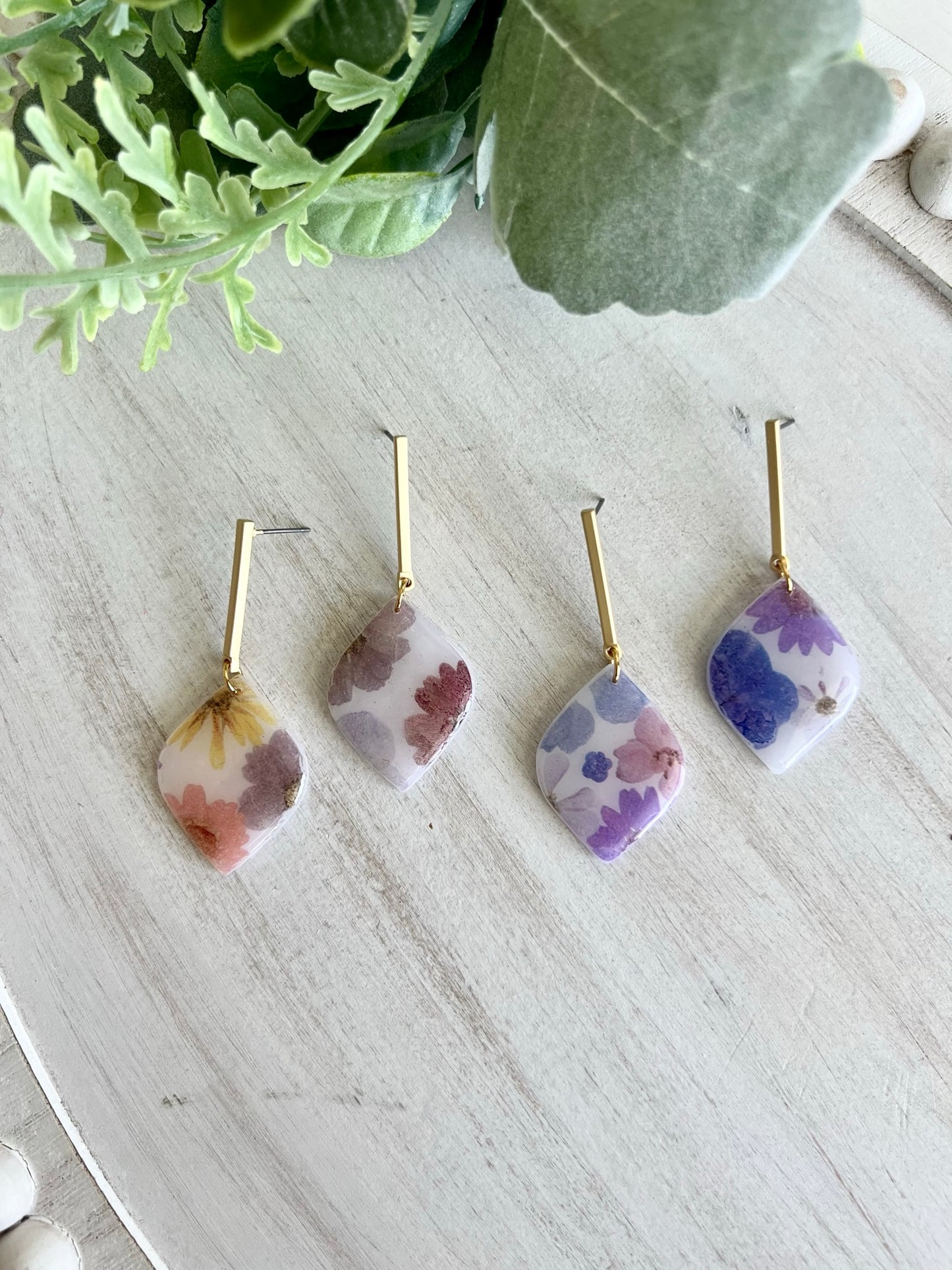 Translucent Floral Teardrop Earrings