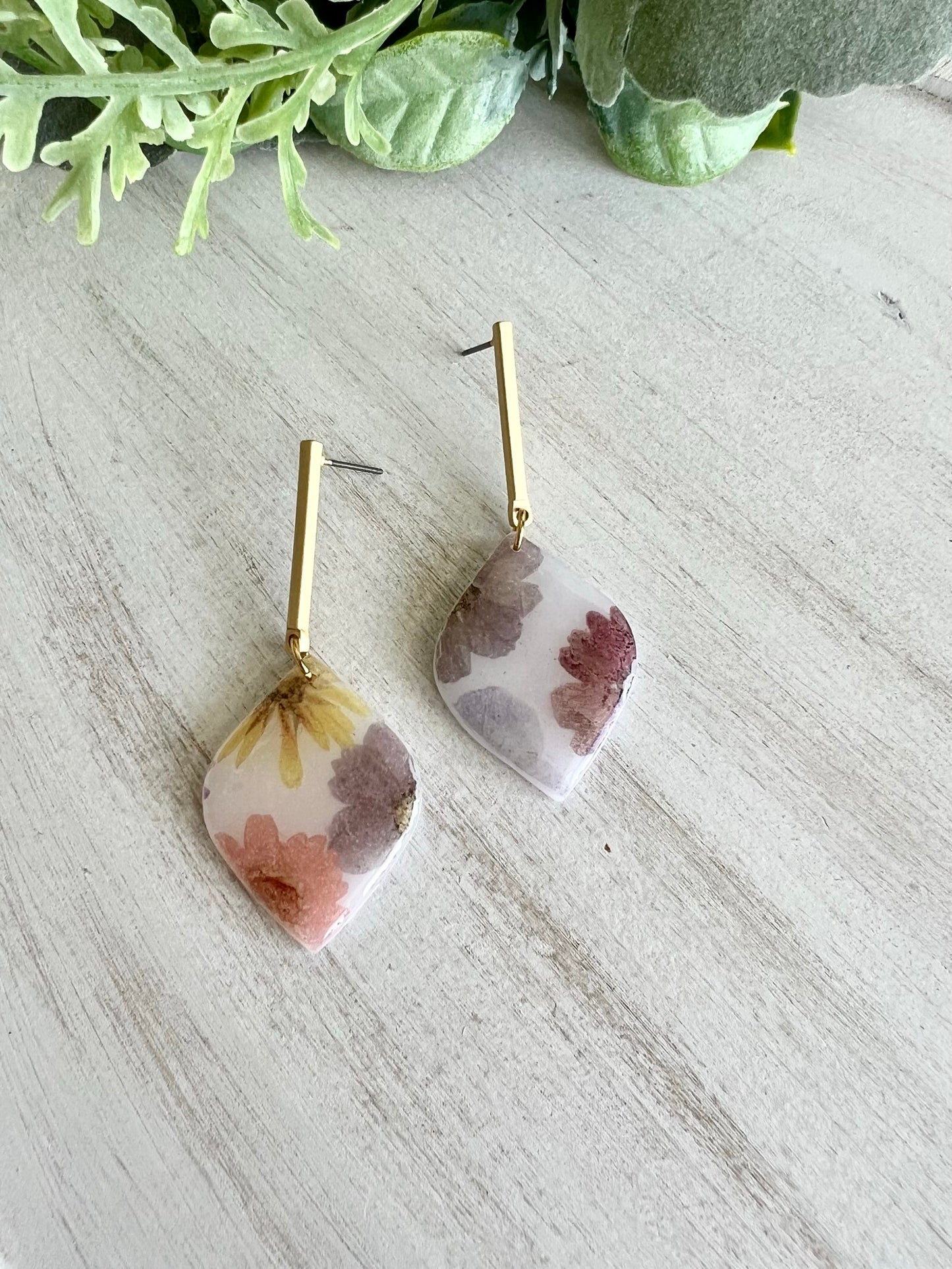 Translucent Floral Teardrop Earrings