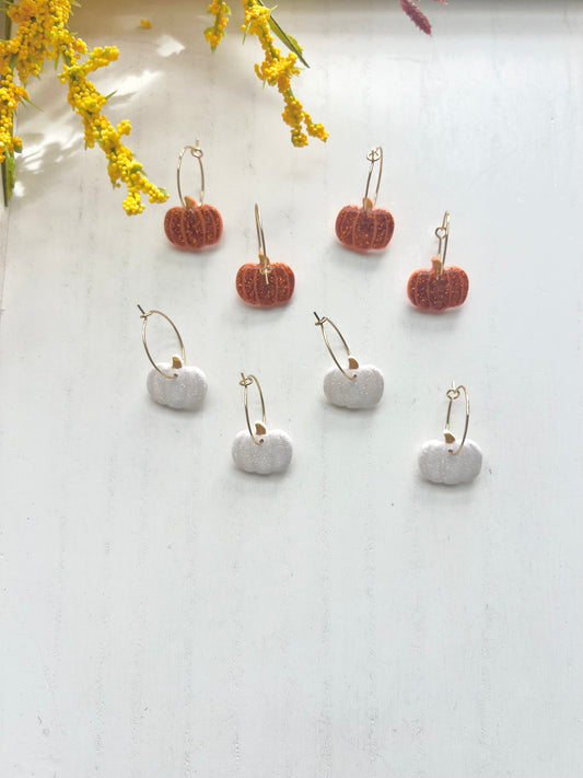 Dainty Glitter Pumpkin Hoops