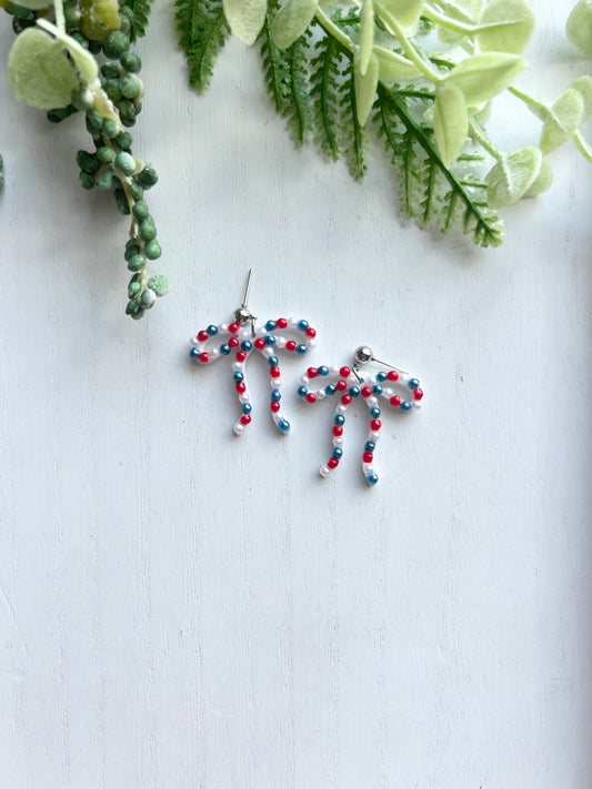 Red White & Blue Beaded Bows