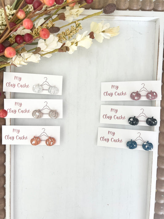 Silver Flake Pumpkin Studs