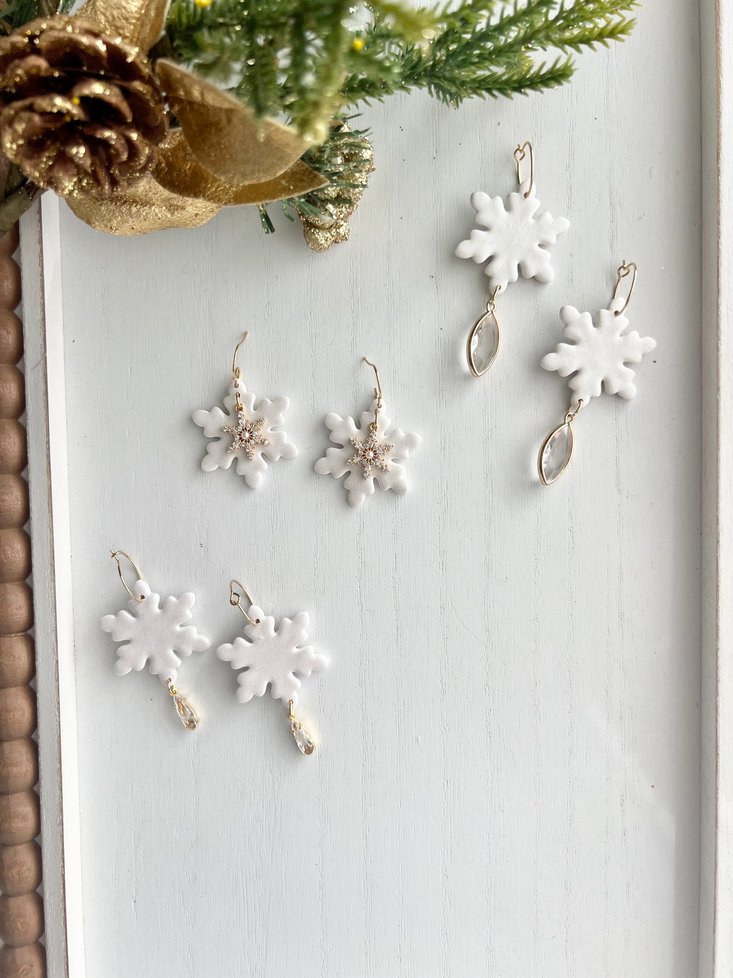 Elegant Snowflake Dangles with CZ Charms