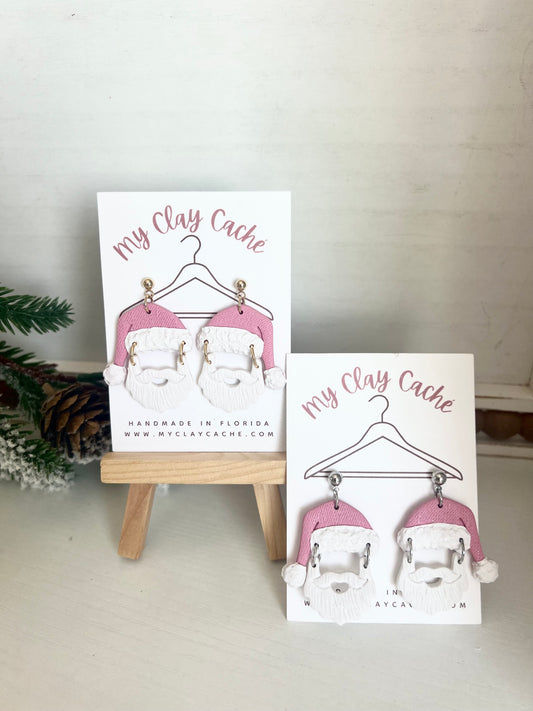 Pink Santa Earrings