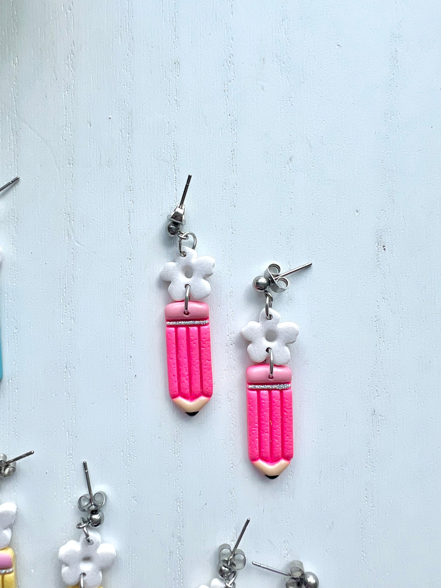 Pencil Daisy Drop Earrings (various colors)