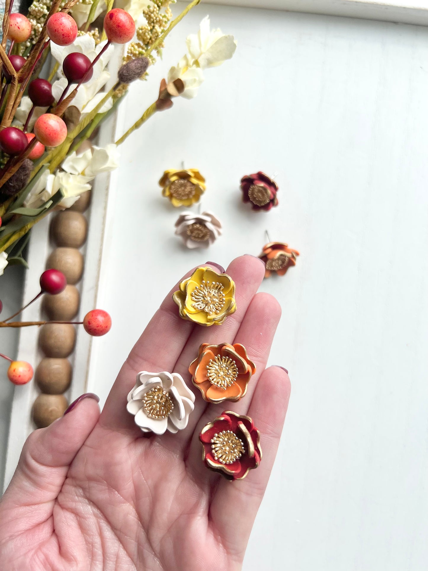 Floral Statement Studs (various colors)