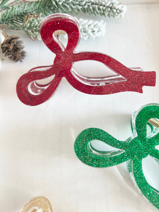 Christmas Bow Hair Claw Clips