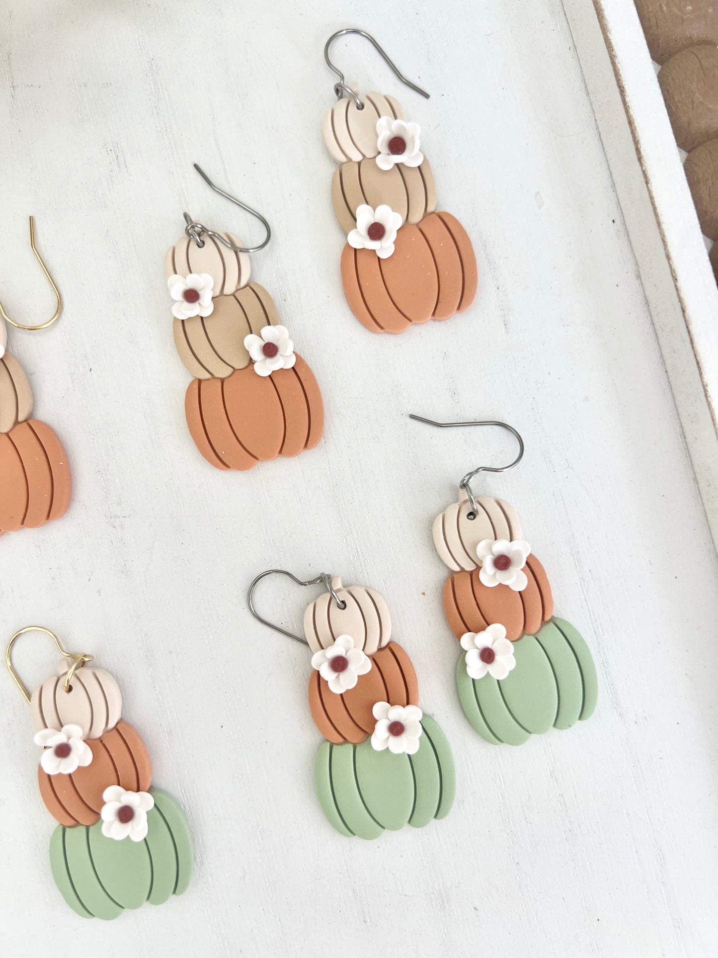 Floral Stacked Pumpkins