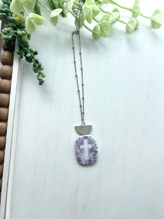 Purple Cross Necklace