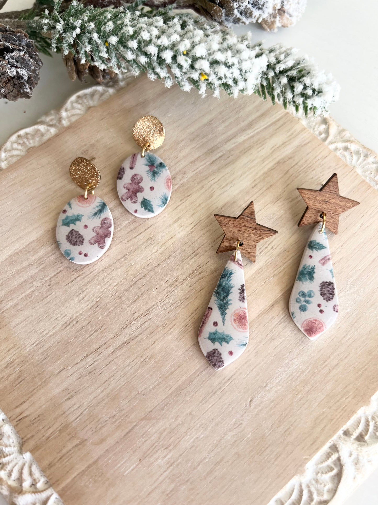 Gingerbread & Cinnamon Print Dangles