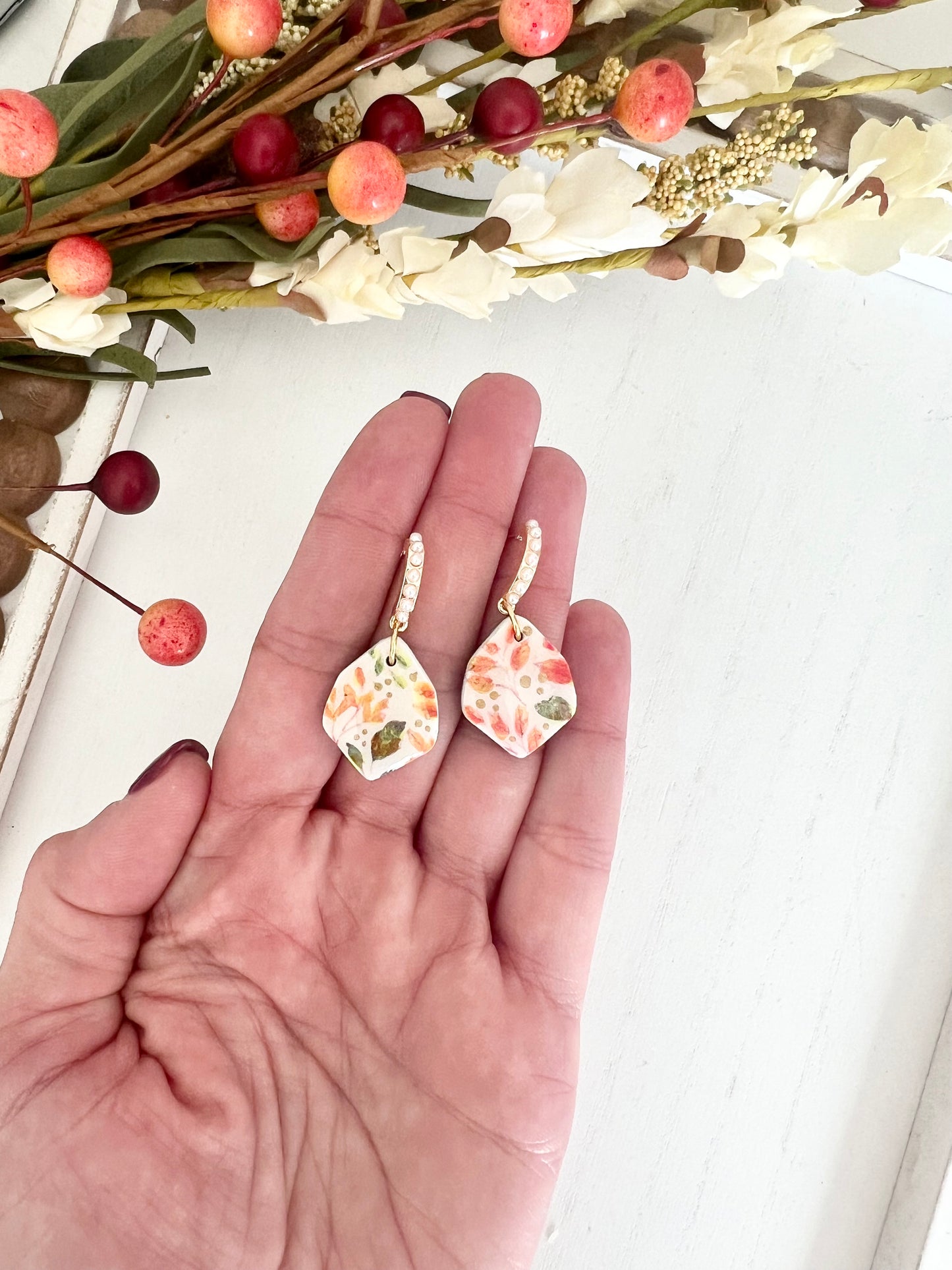 Watercolor Leaf Dangles (various styles)