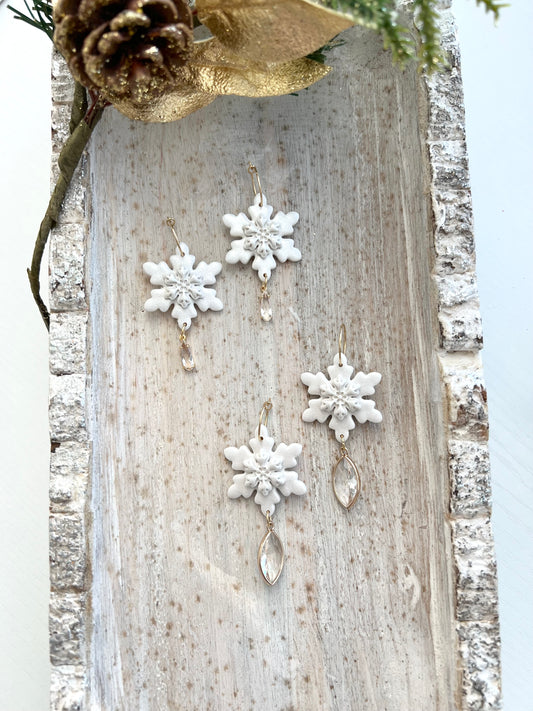 Elegant Snowflake Dangles with CZ Charms