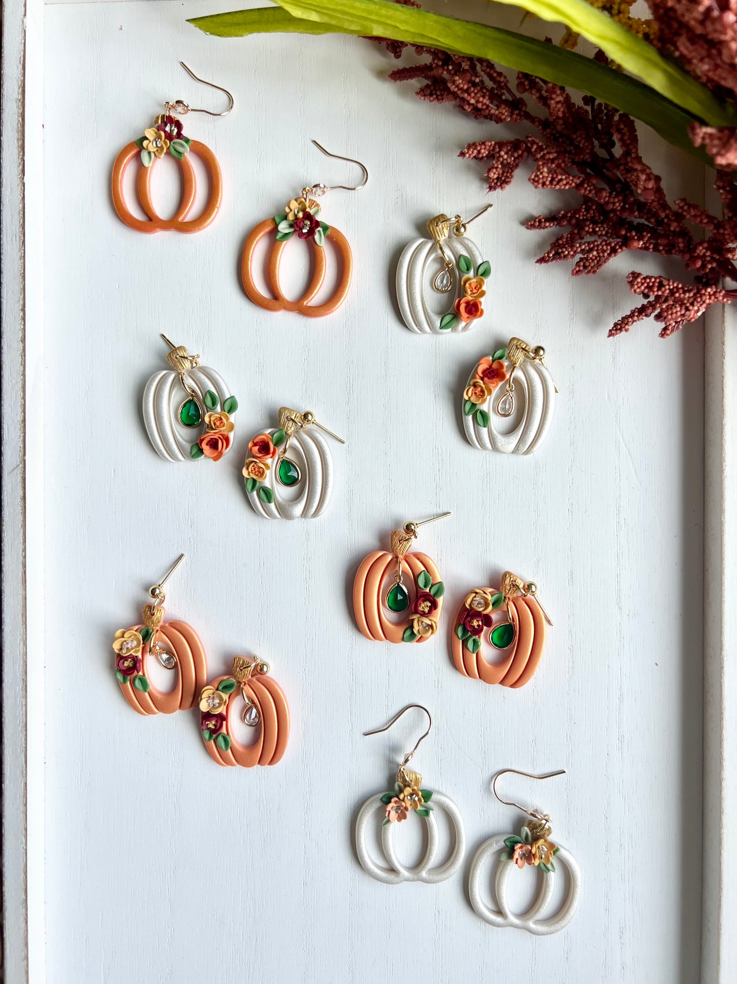 Floral Pumpkin Dangles