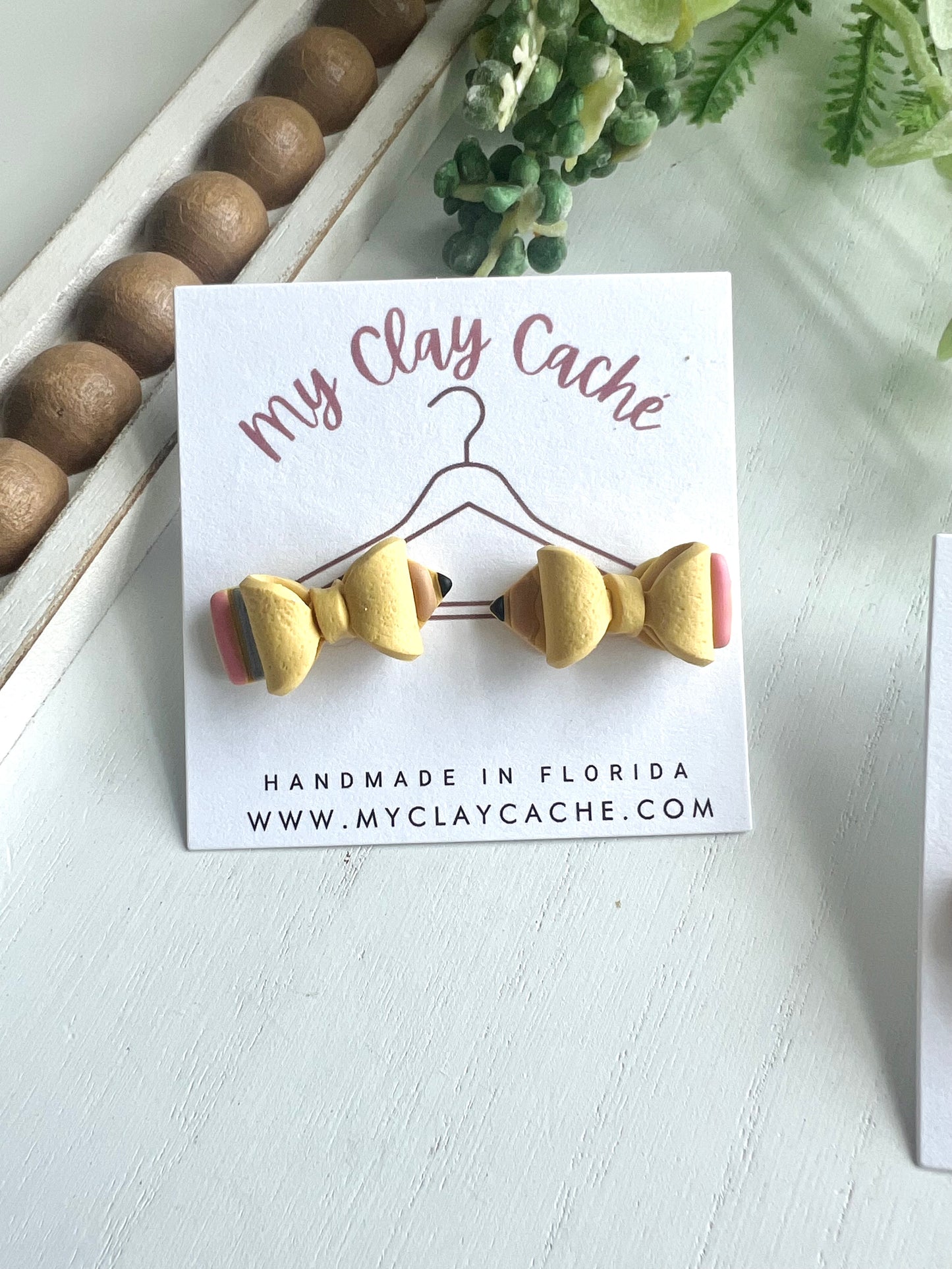 3-D Pencil Bow Statement Studs