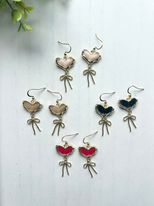 Dainty Heart with Bow Charm Dangles