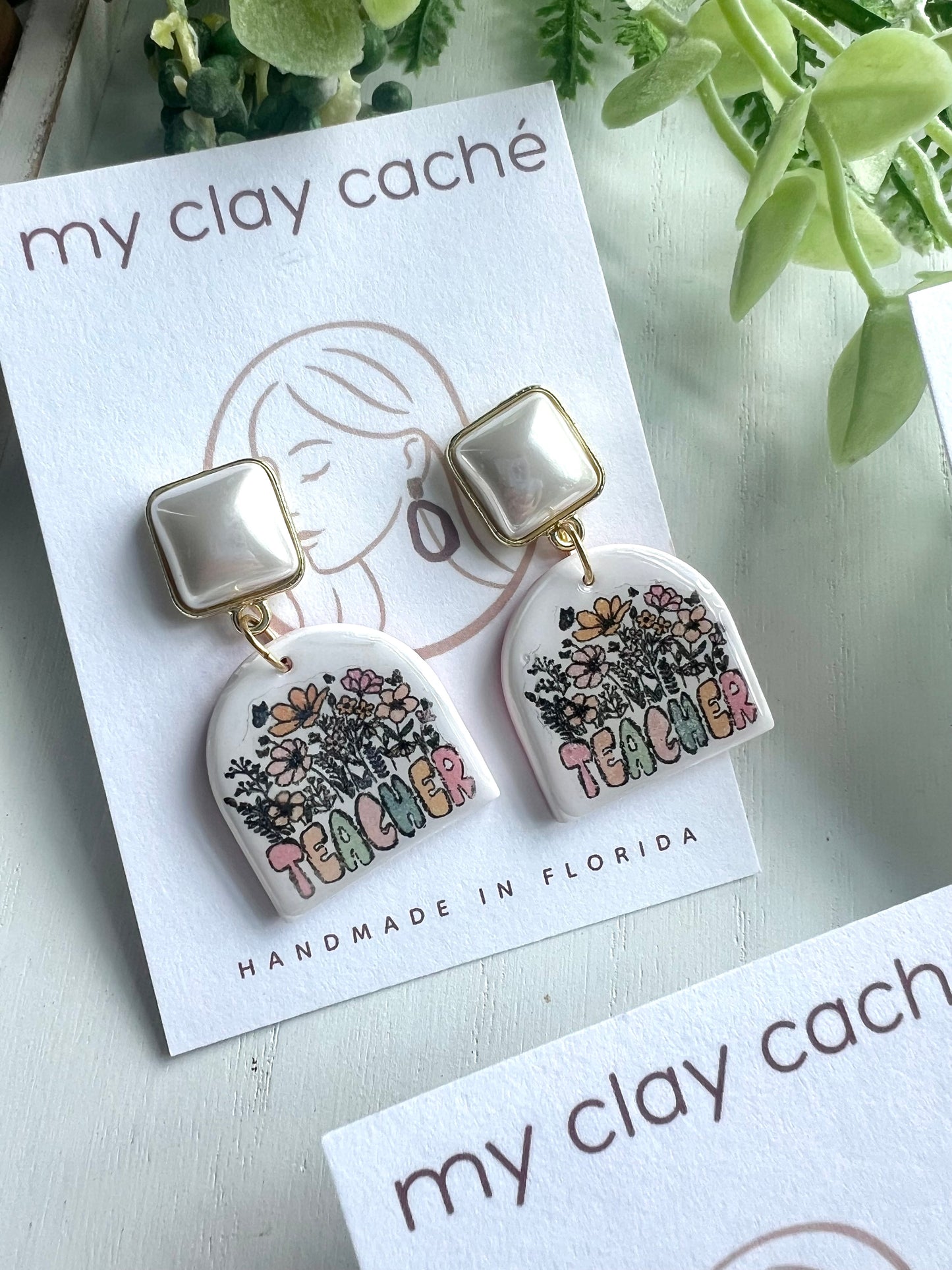 Floral “Teacher” Dangles