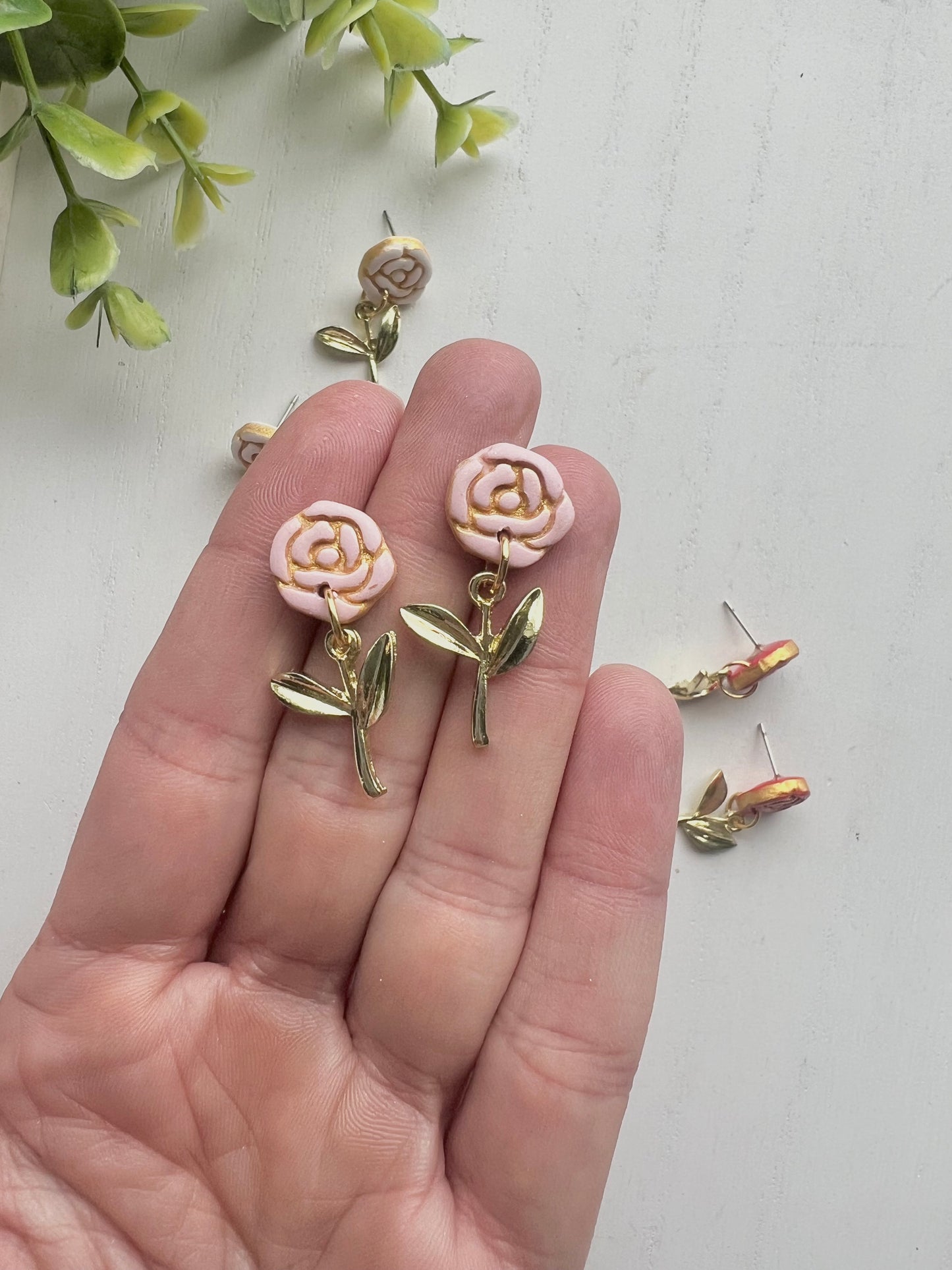 Dainty Rose Post Stem Dangles