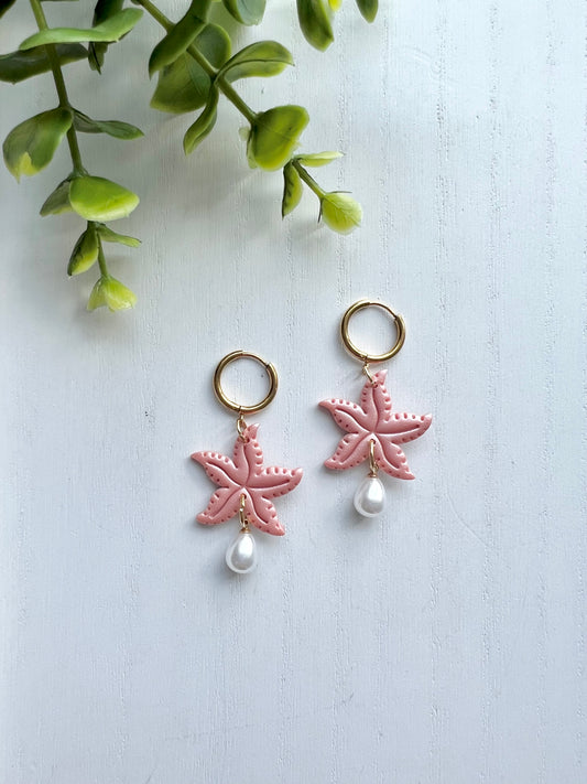 Starfish Pearl Hoops