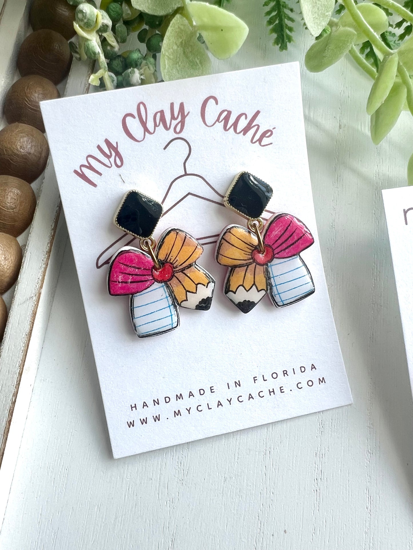Paper/Pencil Bow Dangles