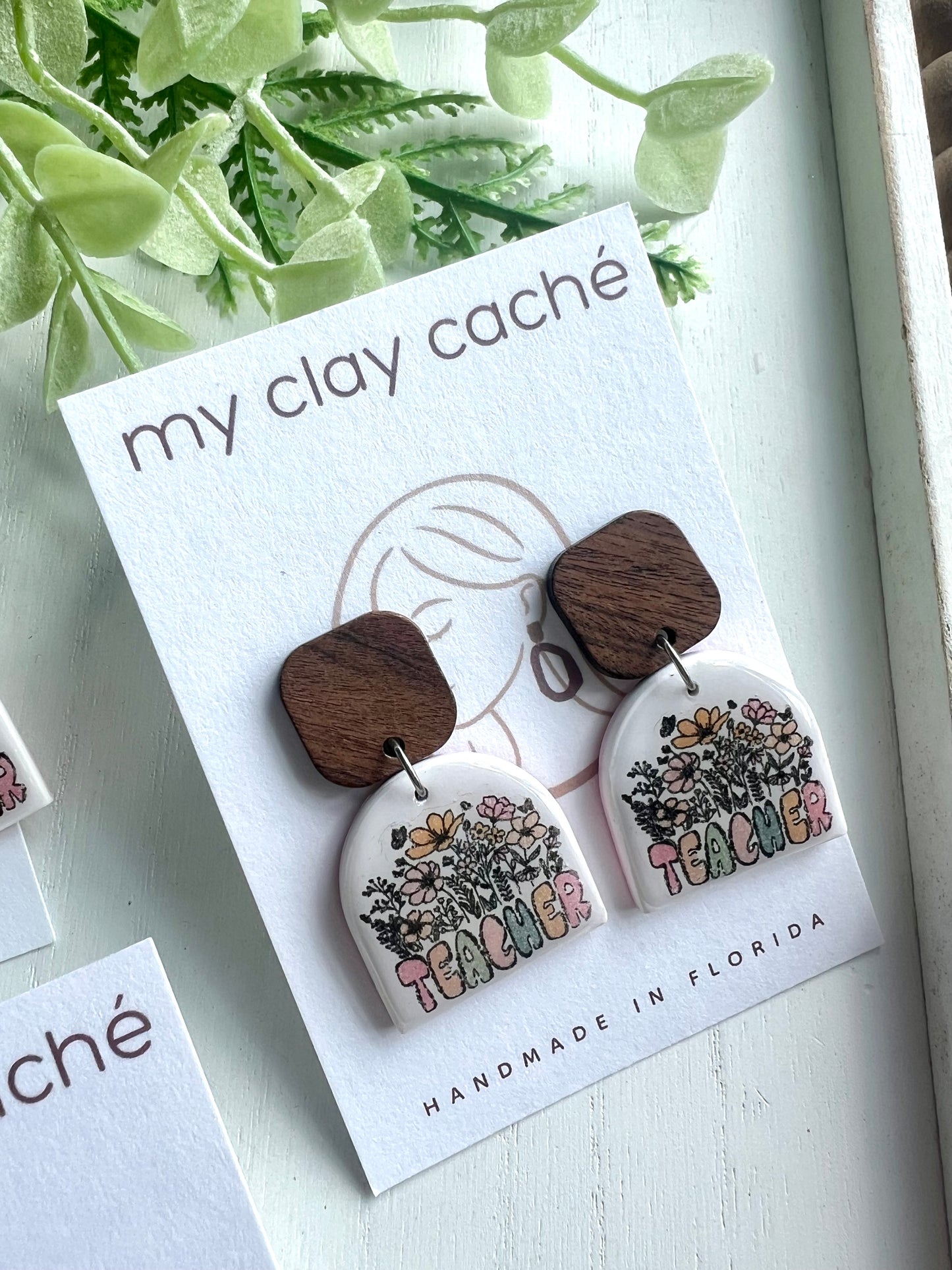 Floral “Teacher” Dangles