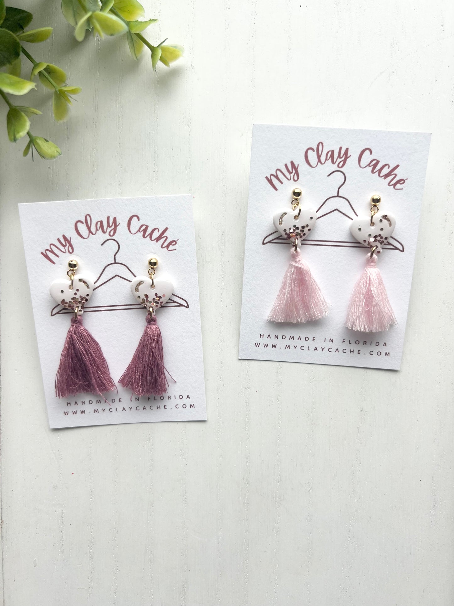 Dainty Heart Tassel Dangles