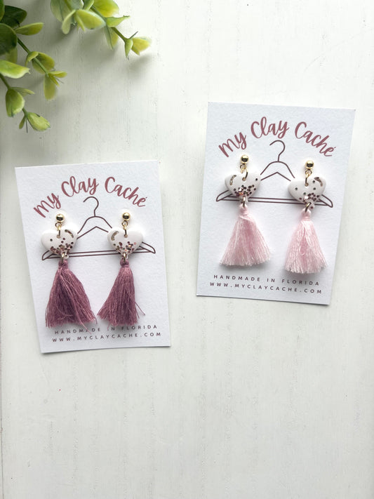 Dainty Heart Tassel Dangles