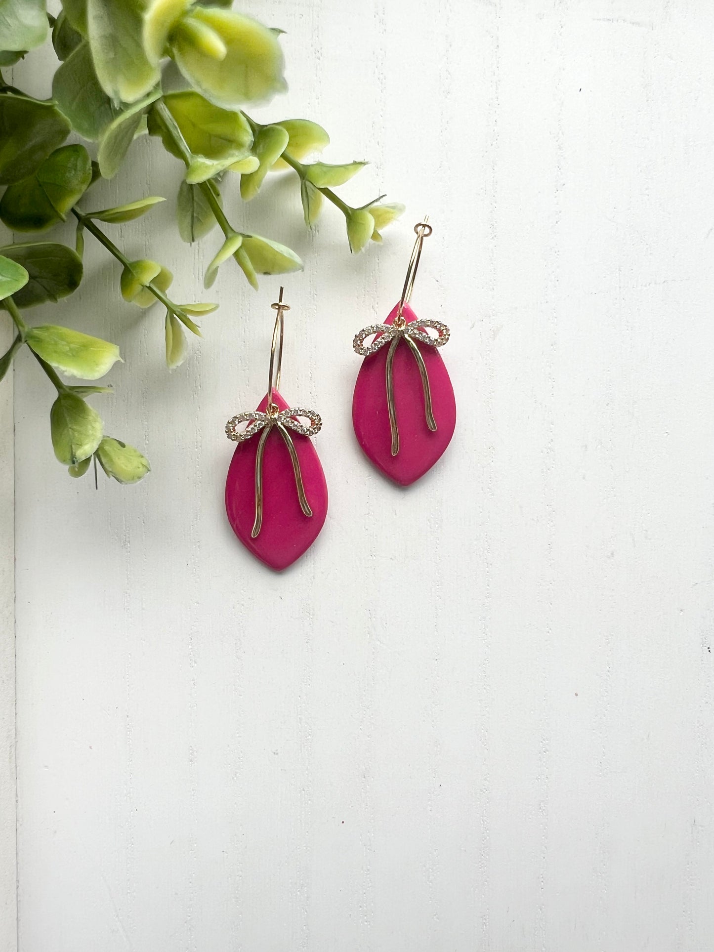 Resin Drop CZ Bow Dangles