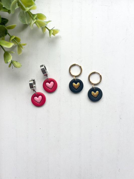 Heart Circle Huggie Hoops