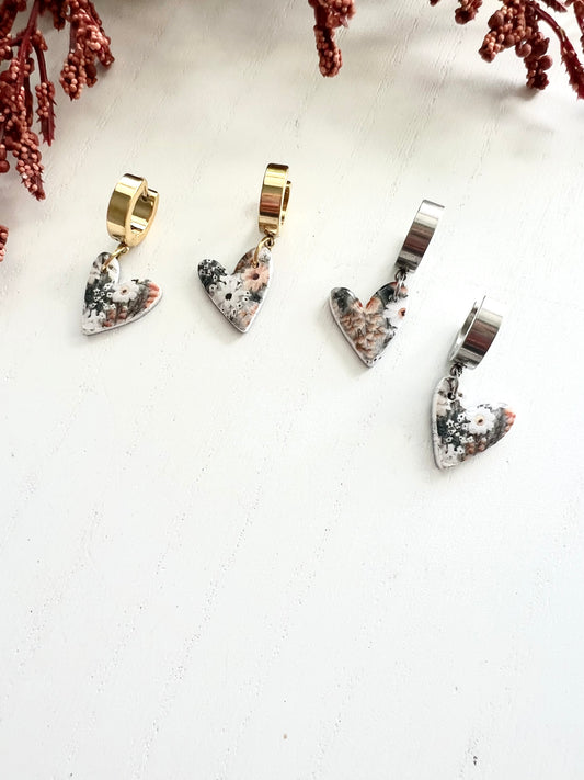 Dainty Fall Floral Heart Huggy Hoops
