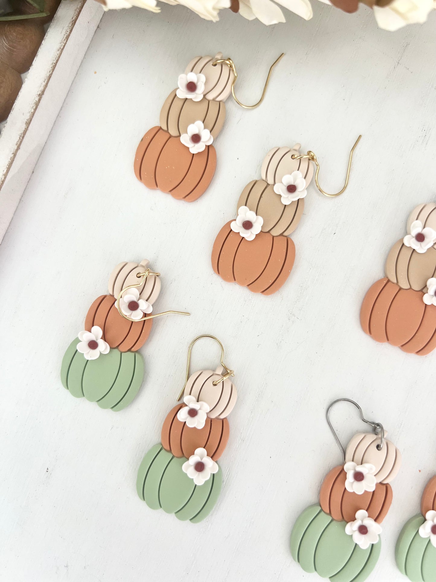 Floral Stacked Pumpkins