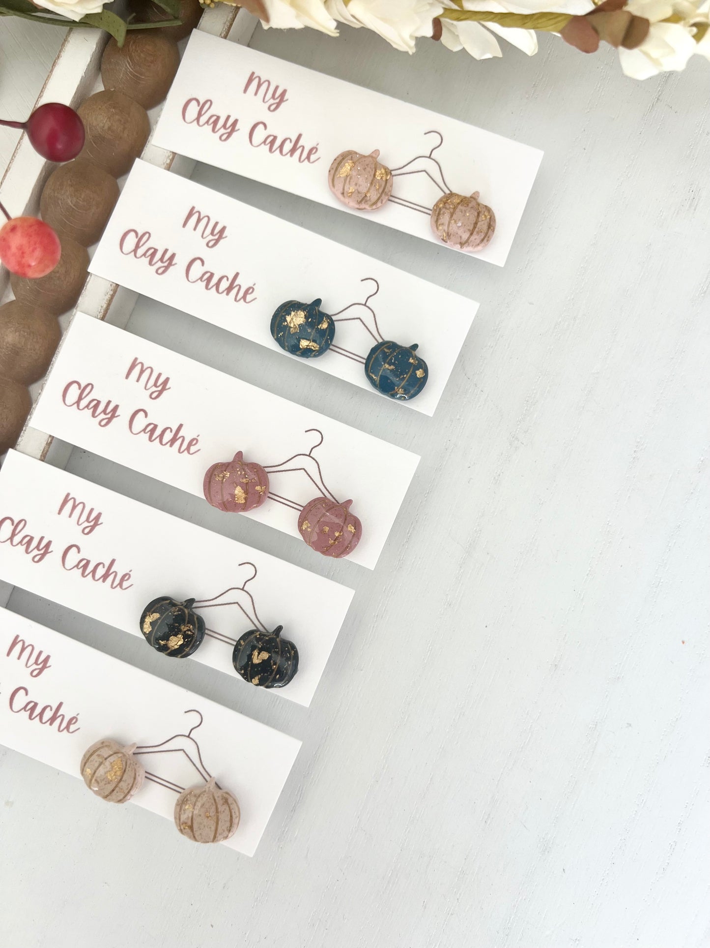 Gold Speckled Pumpkin Studs
