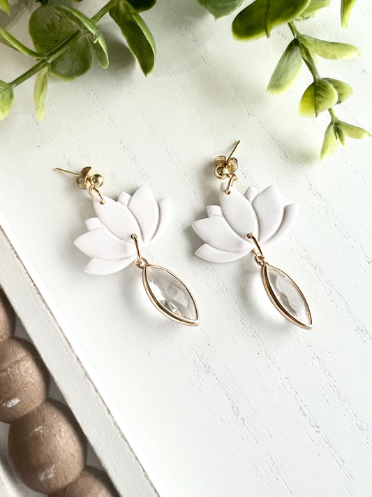 White Lotus Crystal Dangles