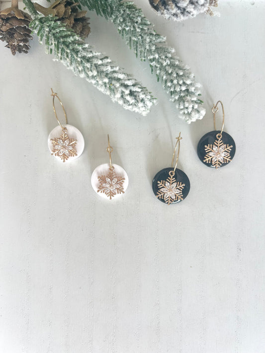 Snowflake Charm Hoops