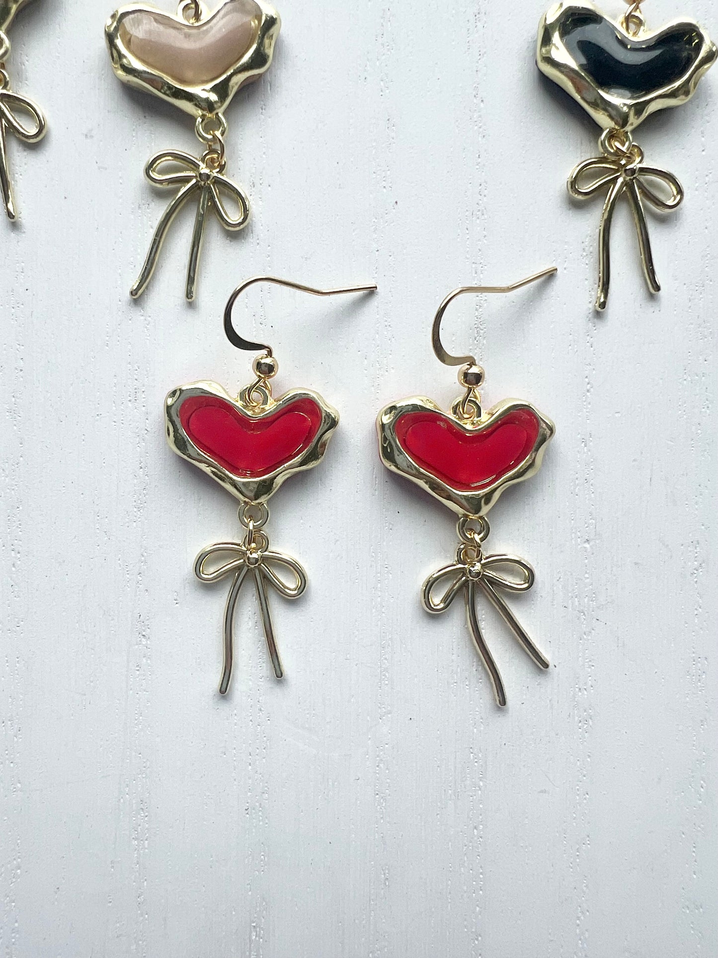 Dainty Heart with Bow Charm Dangles