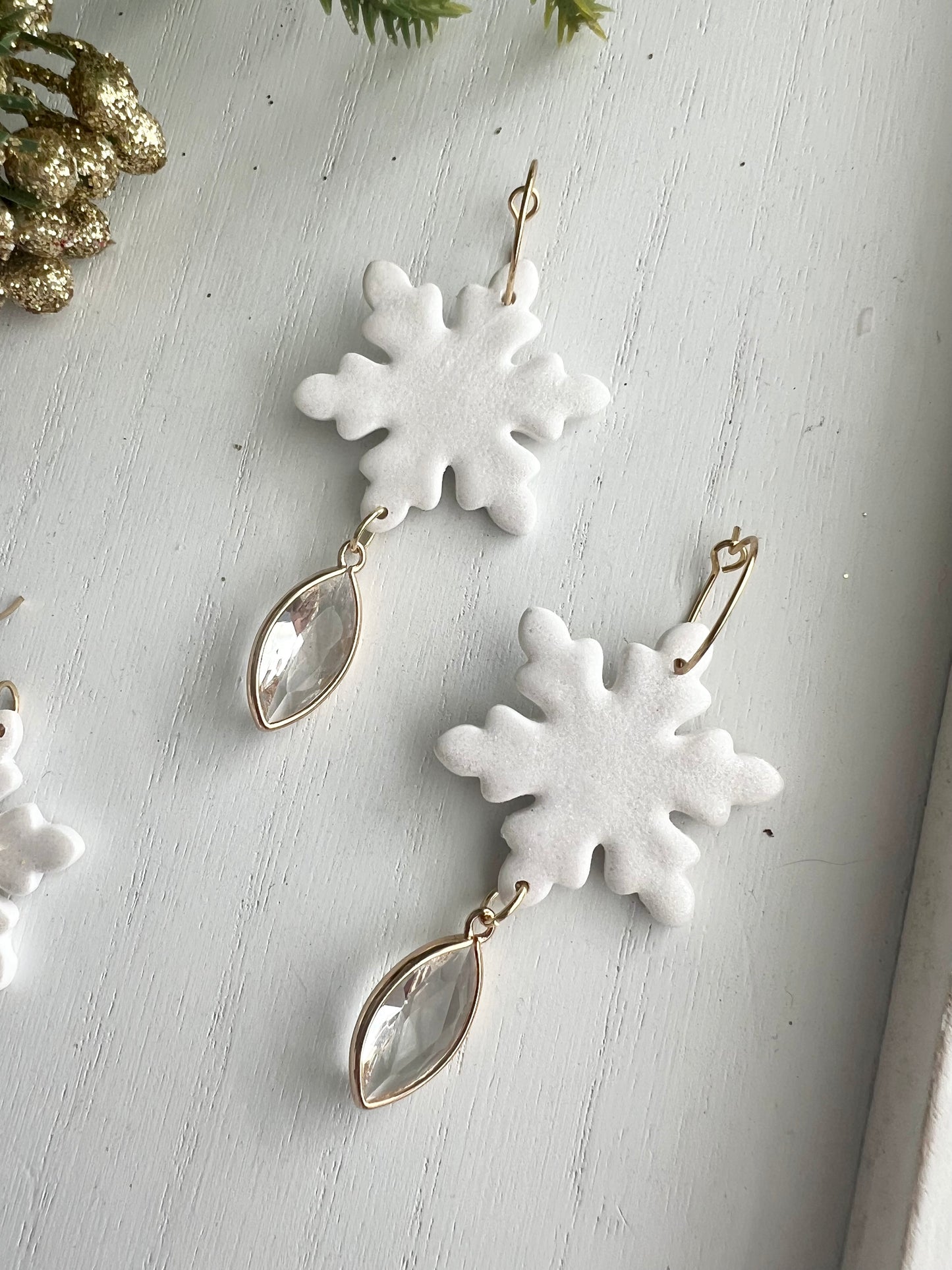 Elegant Snowflake Dangles with CZ Charms