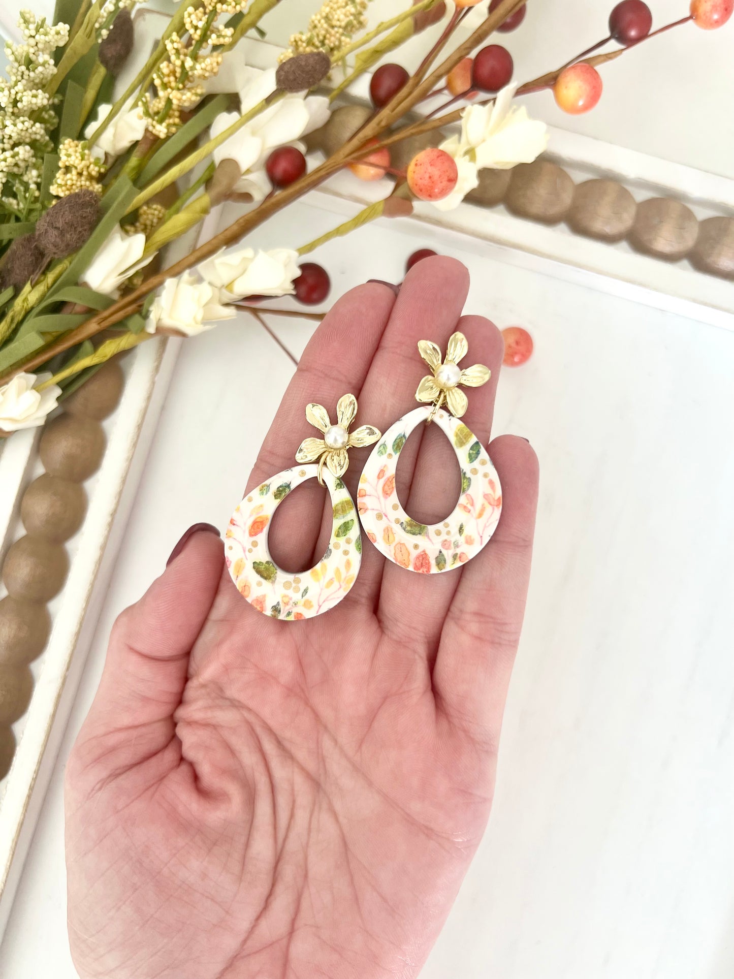 Watercolor Leaf Dangles (various styles)