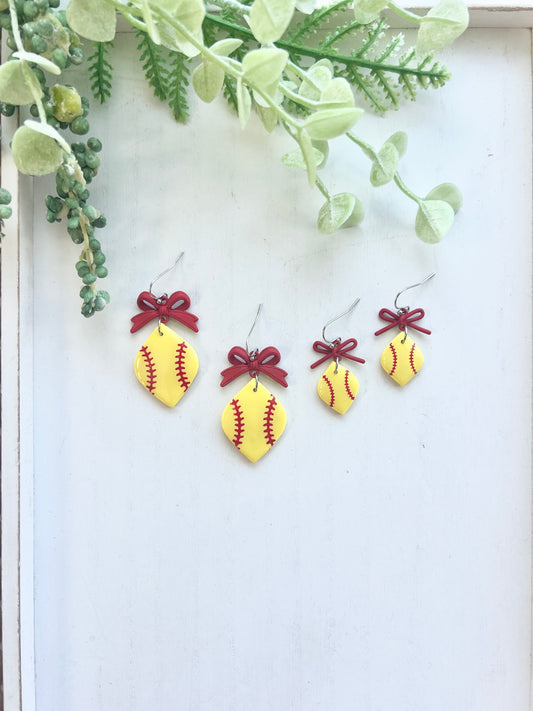 Softball Pointed Oval Bow Dangles