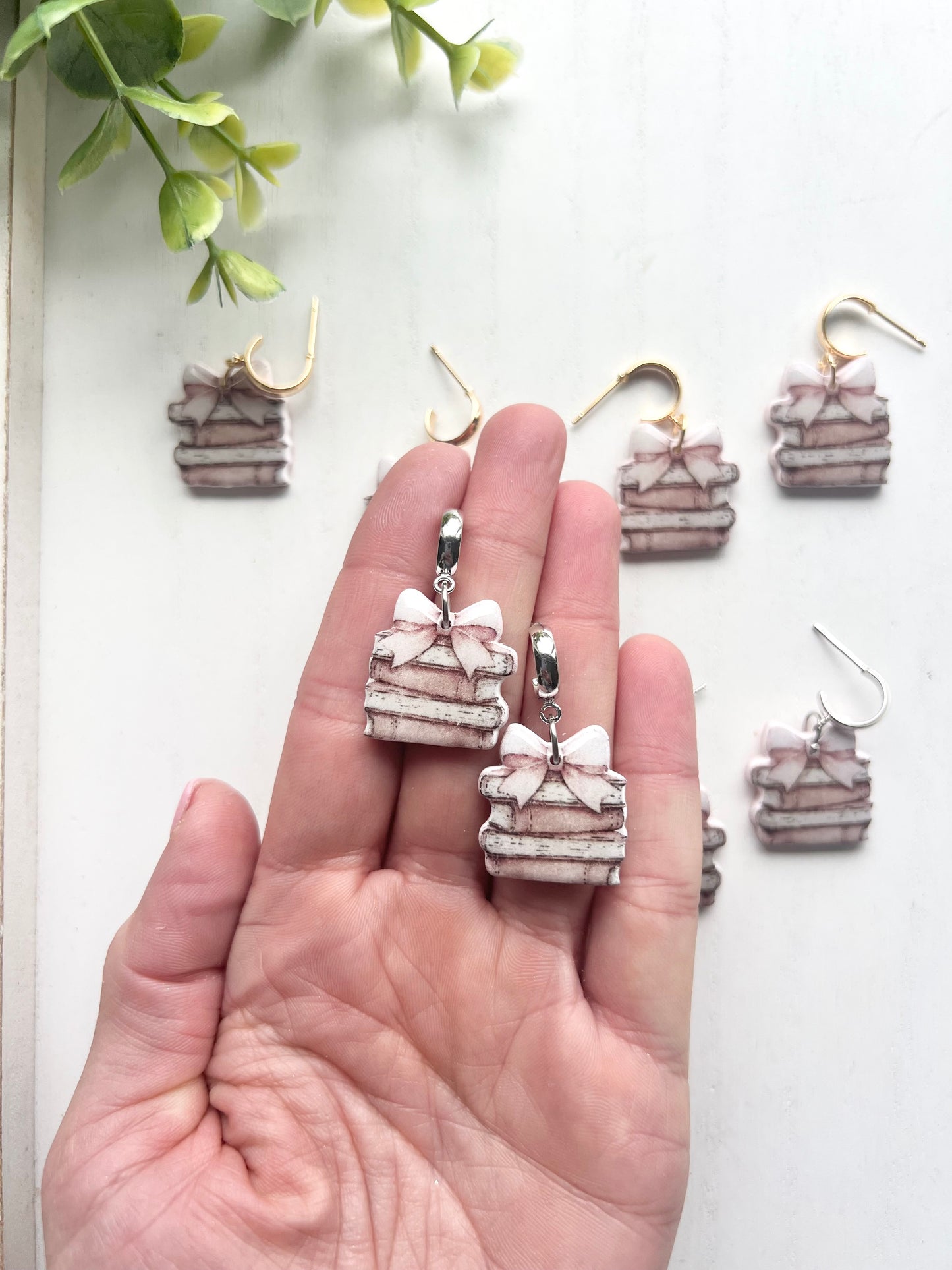 Book Stack Huggie Hoops