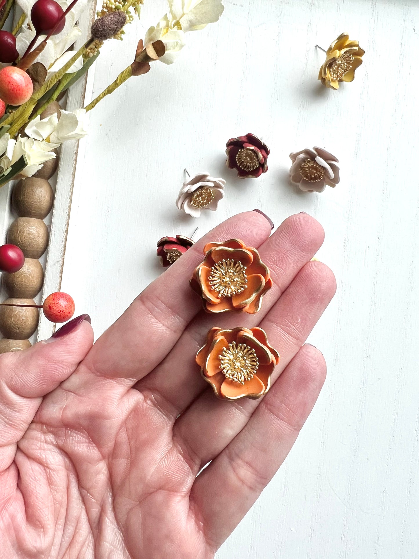 Floral Statement Studs (various colors)