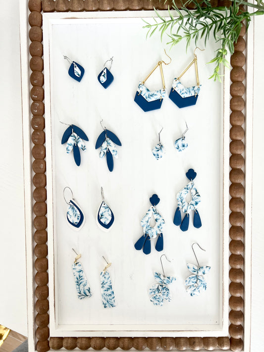 Blue Floral Dangle Earrings