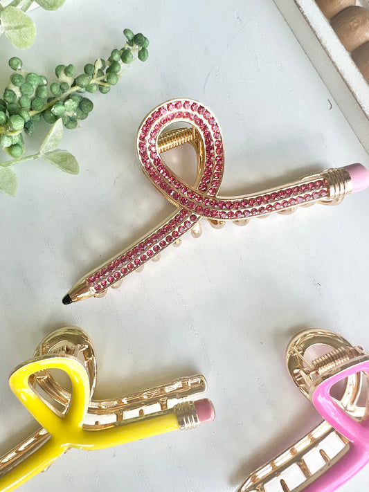 Pencil Hair Clips (various colors)