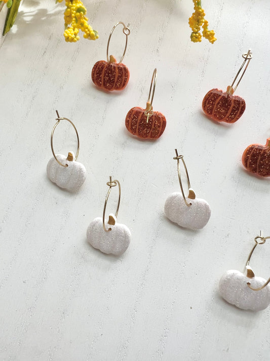 Dainty Glitter Pumpkin Hoops